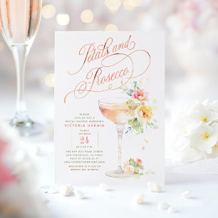 Invitation Boho Floral Petals et Prosecco Fête des mariées