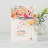 Invitation Boho Floral Petals et Prosecco Fête des mariées (Debout devant)