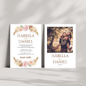 Invitation Boho Floral Photo Rustique Bohème Elégant Mariage