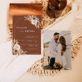 Invitation Boho Floral Photo Wedding Inviter Pampas Grass