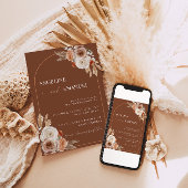 Invitation Boho Floral Photo Wedding Inviter Pampas Grass