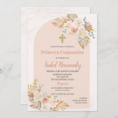 Invitation Boho Floral première communion Espagnol (Devant / Derrière)