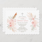 Invitation Boho Floral Première sainte communion (Devant / Derrière)