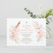 Invitation Boho Floral Première sainte communion (Debout devant)