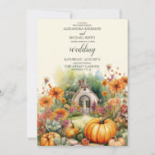 Invitation Boho Floral Pumpkin Scrip Mariage (Devant)