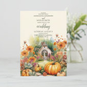 Invitation Boho Floral Pumpkin Scrip Mariage (Debout devant)