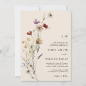 Invitation Boho Floral QR Code Mariage (Devant)