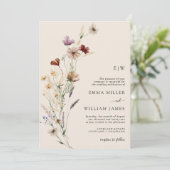 Invitation Boho Floral QR Code Mariage (Debout devant)