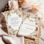 Invitation Boho Floral Quinceanera Champagne Mis Quince Anos