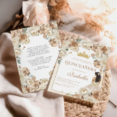 Invitation Boho Floral Quinceanera Champagne Mis Quince Anos