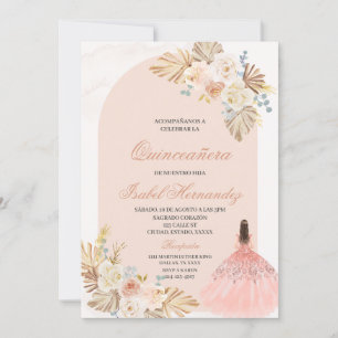 Invitation Boho Floral quinceañera espagnol