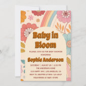 Invitation Boho Floral Rainbow Baby in Bloom Baby Shower    (Devant)