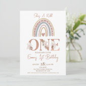 Invitation Boho Floral Rainbow Wild Un 1er anniversaire (Debout devant)