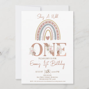 Invitation Boho Floral Rainbow Wild Un 1er anniversaire