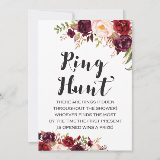 Invitation Boho Floral Ring Chasse Fête des mariées Jeu 5x7 (Devant)
