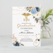 Invitation Boho Floral RN Nursing School Graduation (Debout devant)