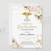 Invitation Boho Floral RN Nursing School Graduation (Devant)