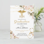 Invitation Boho Floral RN Nursing School Graduation (Debout devant)