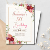 Invitation Boho floral rose 50e fête d'anniversaire