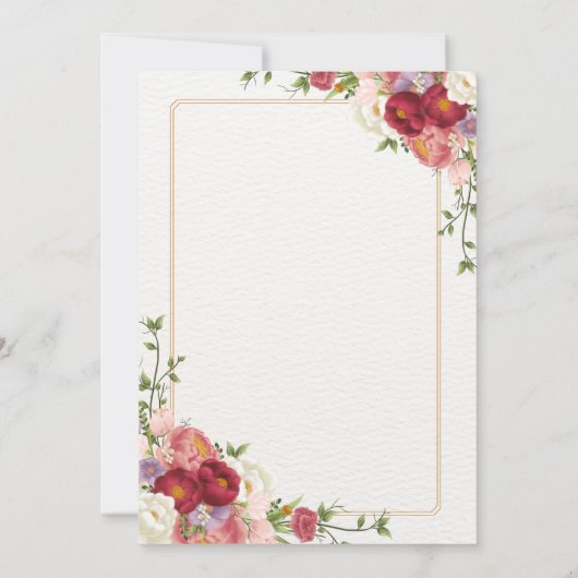 Invitation Boho floral rose 50e fête d'anniversaire (Dos)