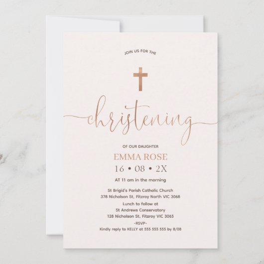 Invitation Boho Floral Rose Calligraphie (Dos)