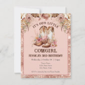 Invitation Boho Floral Rose Cowgirl Anniversaire Rodéo (Devant)