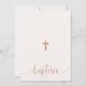 Invitation Boho Floral Rose Gold Calligraphie Baptême (Dos)