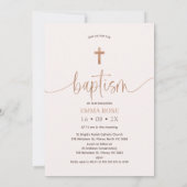 Invitation Boho Floral Rose Gold Calligraphie Photo Baptême (Dos)