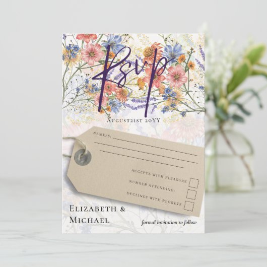 Invitation Boho Floral RSVP (Debout devant)