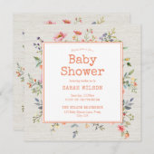 Invitation Boho Floral Rustic Botanique Baby shower Carré (Devant / Derrière)
