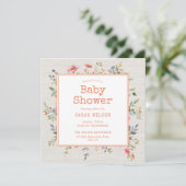 Invitation Boho Floral Rustic Botanique Baby shower Carré (Debout devant)