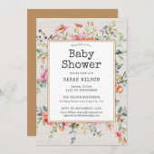 Invitation Boho Floral Rustic Chic Botanique Baby shower (Devant / Derrière)