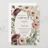 Invitation Boho Floral Rustic Mariage (Devant / Derrière)