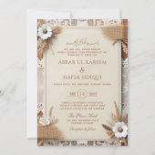 Invitation Boho Floral Rustic Monogramme Mariage islamique (Devant)