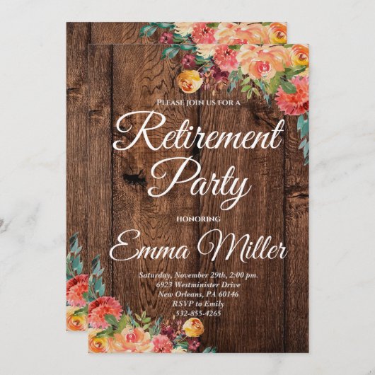 Invitation Boho Floral Rustic Retraite (Devant / Derrière)