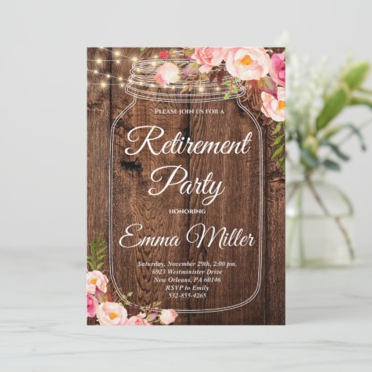 Invitation Boho Floral Rustic Retraite (Debout devant)