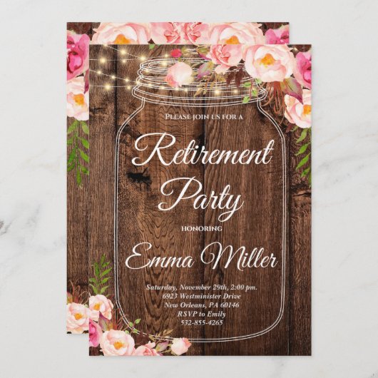Invitation Boho Floral Rustic Retraite (Devant / Derrière)