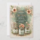 Invitation Boho Floral Rustique Floral Mason Jar Baby shower (Devant)