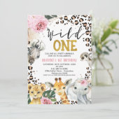 Invitation Boho Floral Safari Wild Un 1er anniversaire (Debout devant)