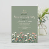 Invitation Boho Floral Sage Green Automne Fête de réchauffeme (Debout devant)