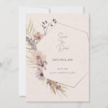 Boho Floral Save the Date Card