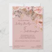 Invitation Boho Floral séché Bourgogne Rose Fête des mariées (Devant)