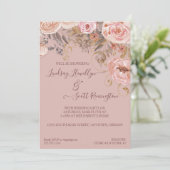 Invitation Boho Floral séché Bourgogne Rose Fête des mariées (Debout devant)