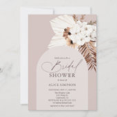 Invitation Boho Floral séché Feuille Fête des mariées beige (Devant)