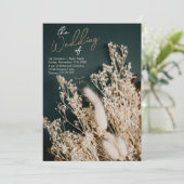 Invitation Boho Floral séché vert forestier Mariage rustique (Debout devant)