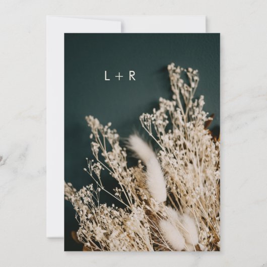 Invitation Boho Floral séché vert forestier Mariage rustique (Dos)