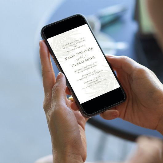 Invitation Boho Floral Simple Aquarelle Vert Palm Feuilles