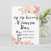 Invitation Boho floral sip hooray mimosa bar Sign 5x7" (Debout devant)
