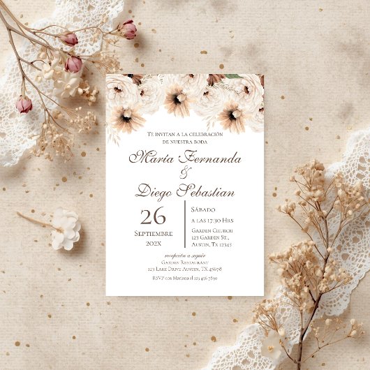 Invitation Boho Floral Spanish Wedding