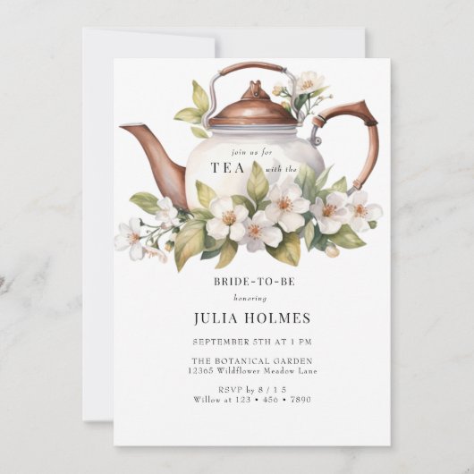 Invitation Boho Floral Spring | Fête des mariées de thé du ja (Devant)